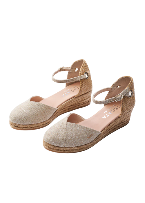 Viscata Pubol Canvas Espadrille Wedges In Gold