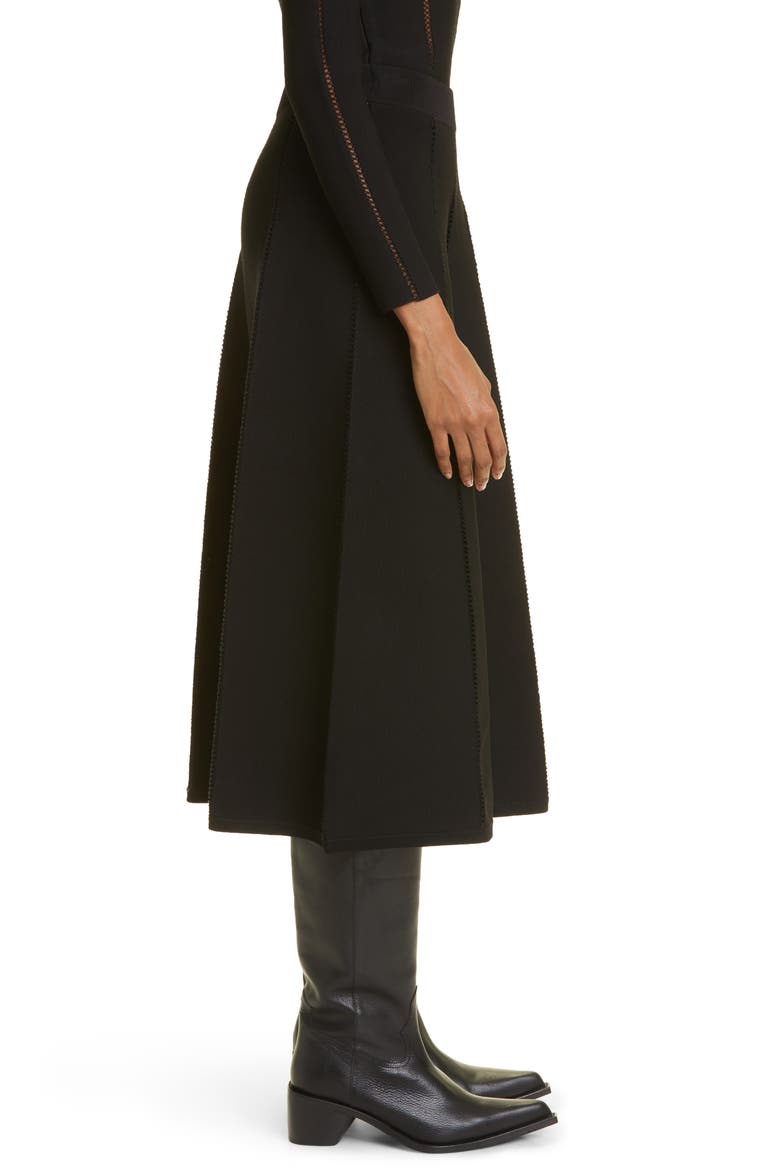 Lace Inset Paneled Knit Skirt, Alternate, color, BLACK