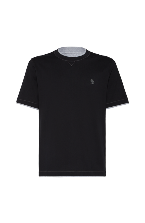 Brunello Cucinelli Logo Crew Neck Cotton T-shirt With Contrast Trim
