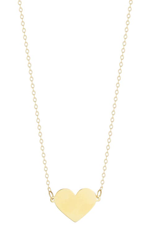 14K Yellow Gold Heart Pendant Necklace