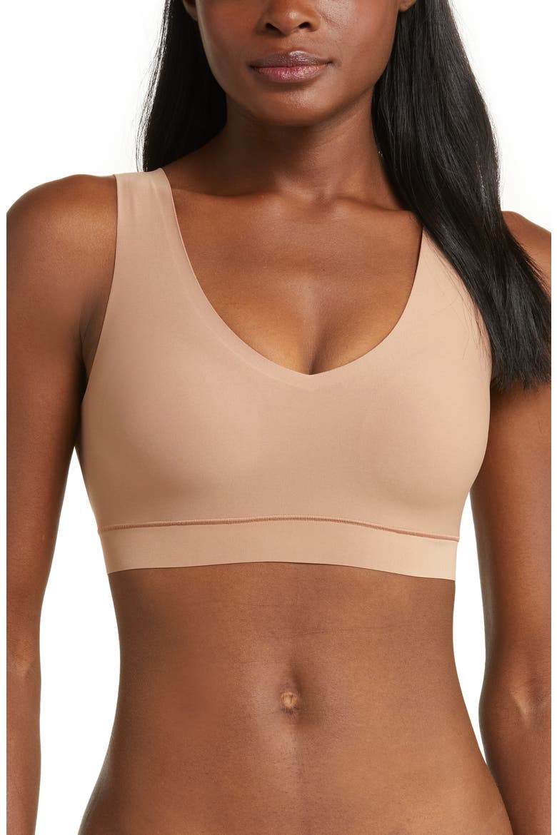 Soft Stretch Padded V-Neck Bralette, Main, color, COFFEE LATTE