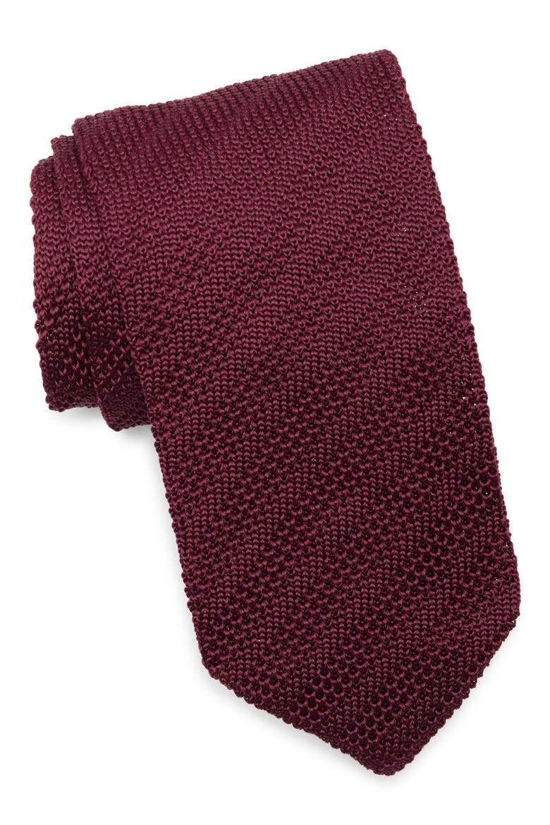 Stanley Solid Knit Tie, Main, color, MALBEC