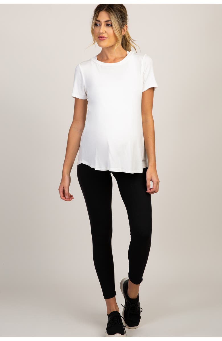 PinkBlush Solid Basic Maternity Leggings, Alternate, color, Black