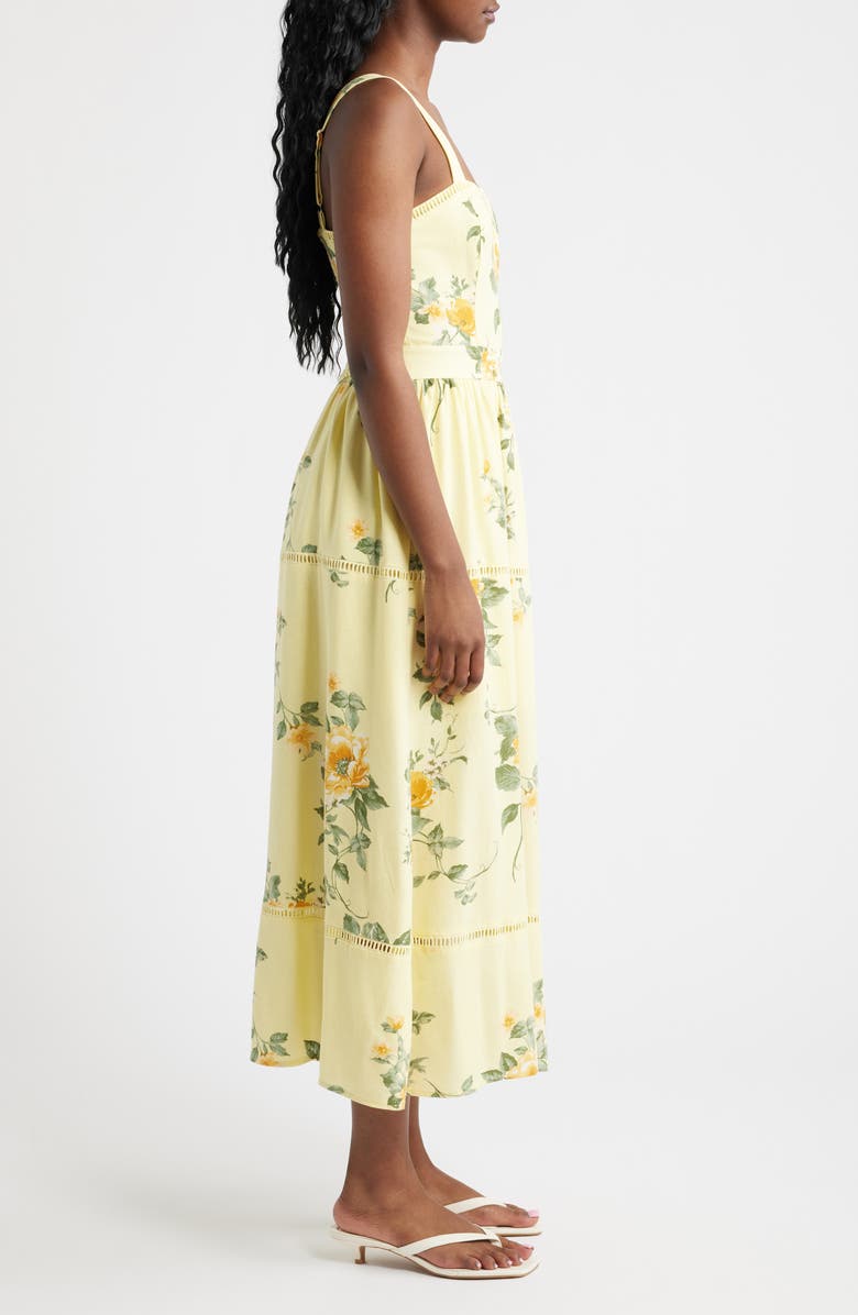 MOON RIVER Floral Ladder Stitch Embroidery Sundress, Alternate, color, Yellow Multi