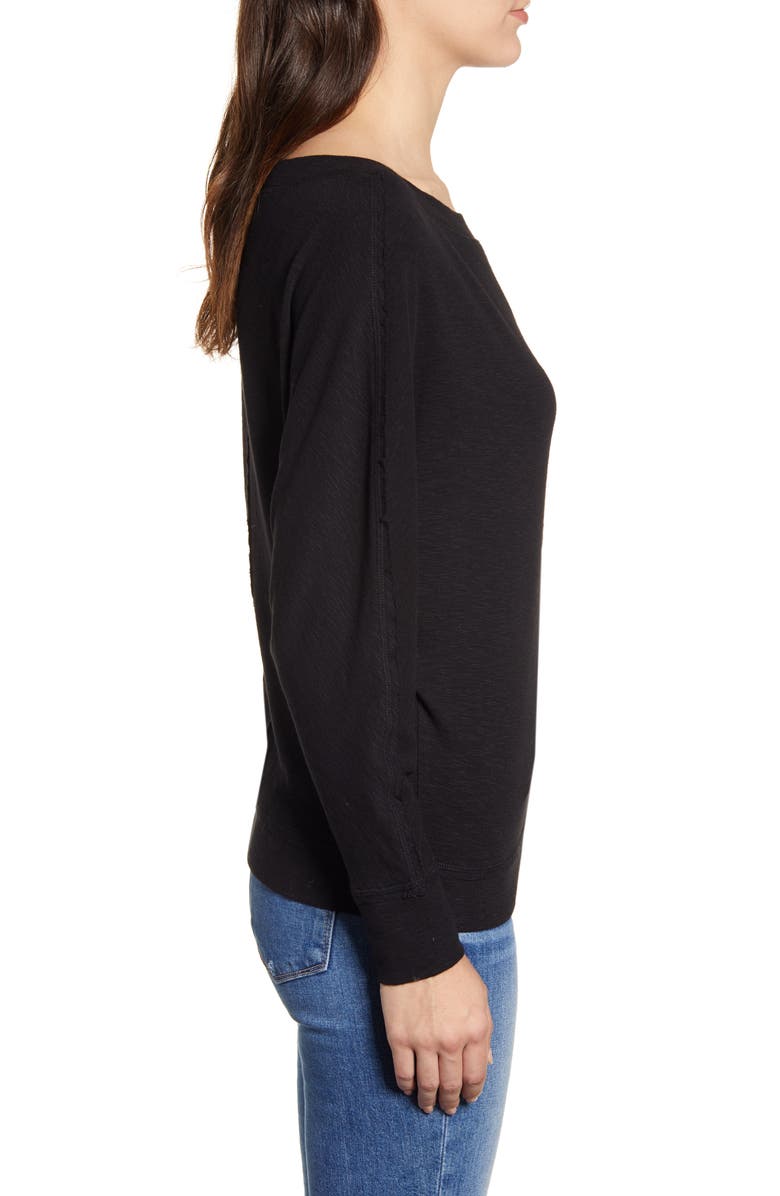 Caslon<sup>®</sup> Bateau Neck Exposed Seam Cotton Blend Top, Alternate, color,