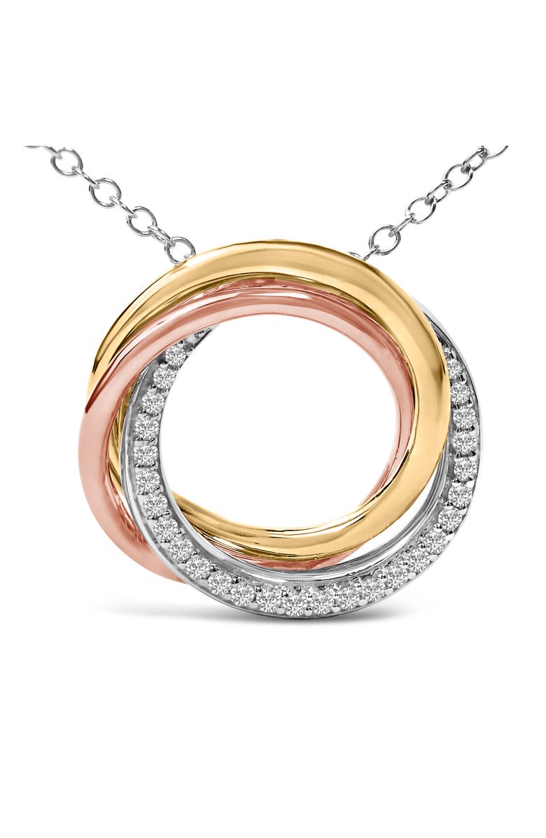 Haus of Brilliance Tri Tone Sterling Silver 1/5 Cttw Diamond Interlocking Circle Pendant Necklace, Alternate, color, Silver