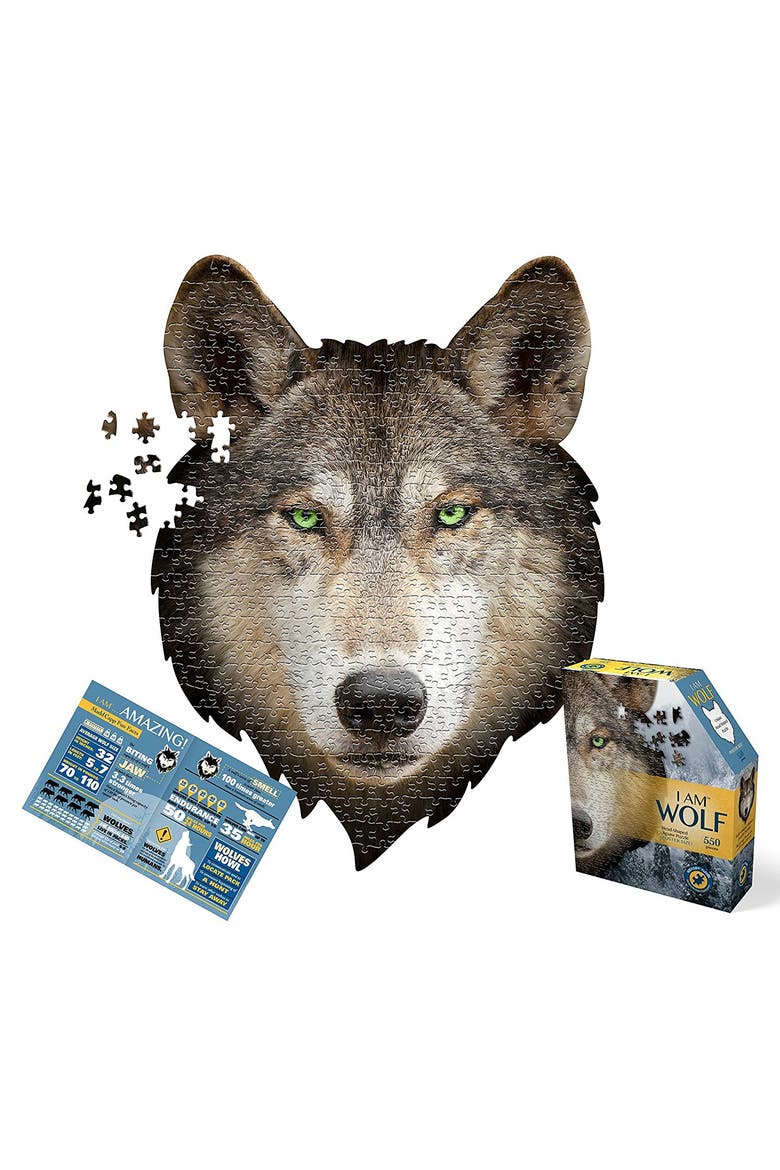 I Am Wolf 550 Piece Animal Shaped Jigsaw Puzzle, Main, color, Multicolored