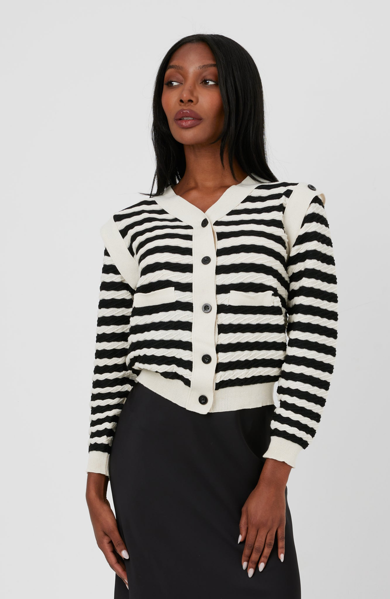 By Tess Collection Evie Cardigan, Alternate, color, Black / White Striped