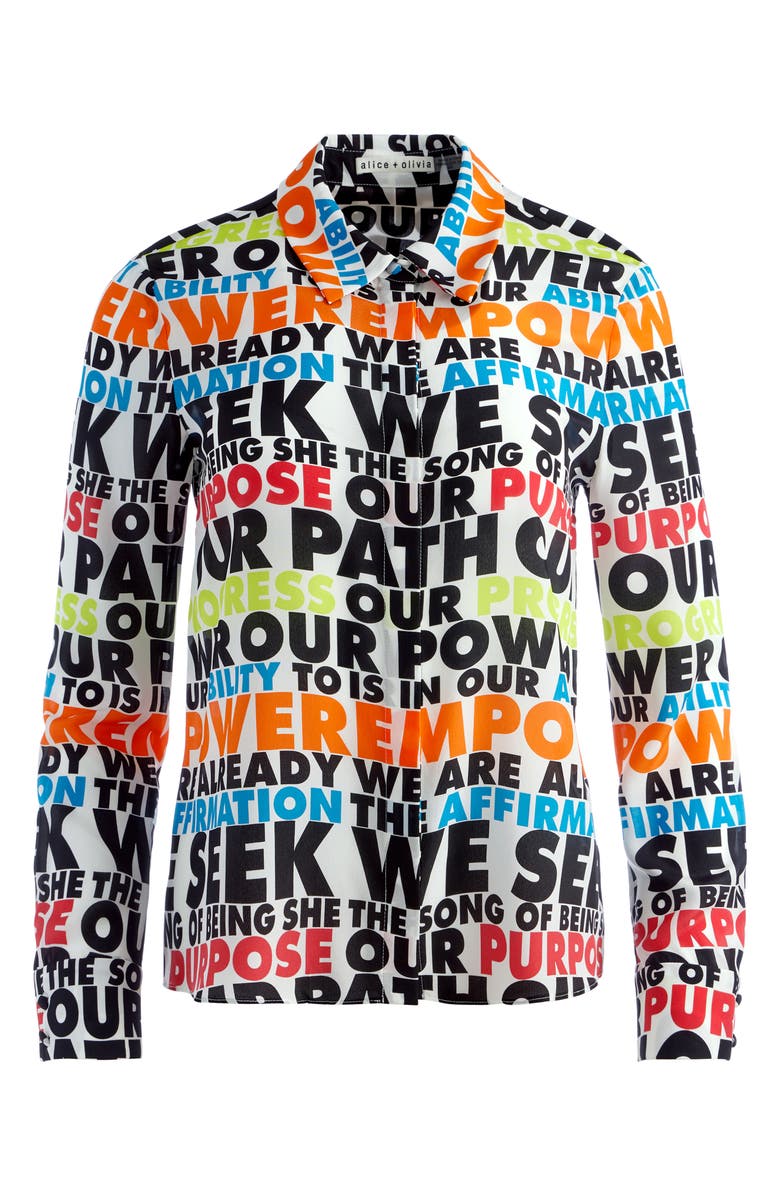 Alice + Olivia Willa Silk Shirt, Alternate, color,