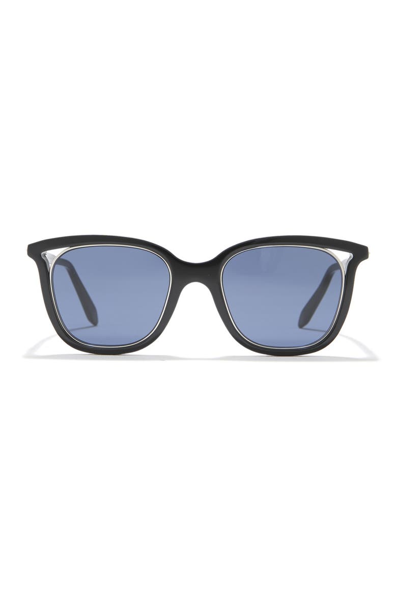 50mm Rectangle Sunglasses, Main, color, BLACK/SILVER