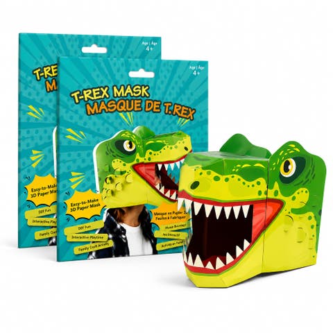 3D Paper T-Rex Mask Craft for Kids (2 Pack), Fun & Easy Activity for Creative Play