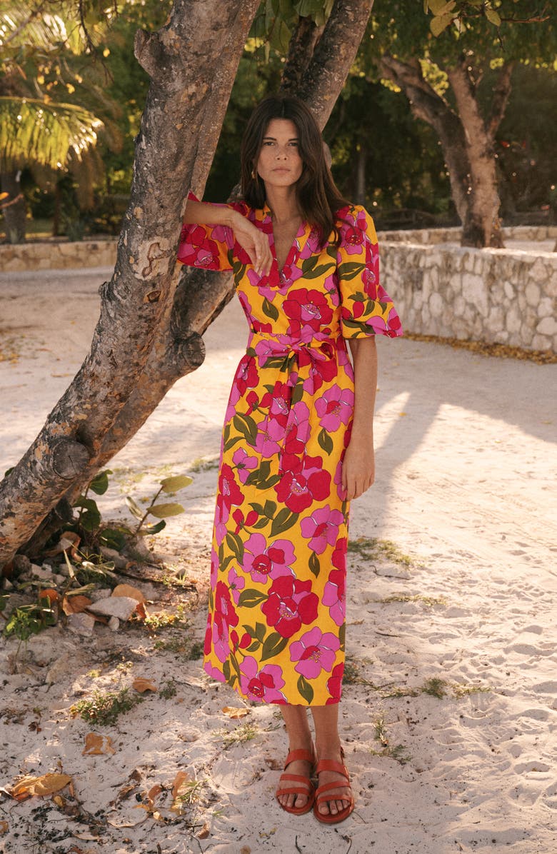 Boden Octavia Floral Cotton Dress, Alternate, color, Yellow Radiant Bloom