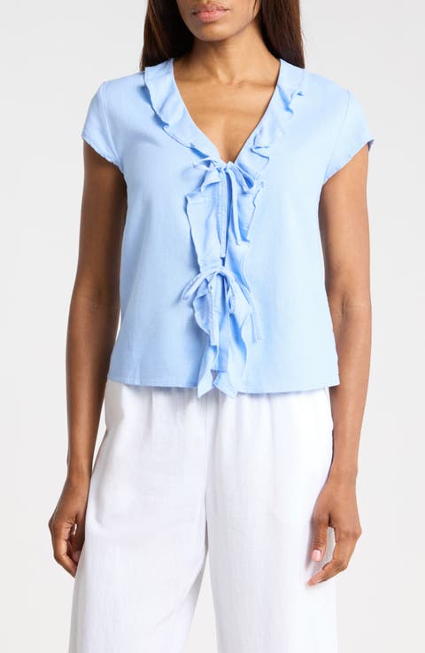 Ruffle Tie Front Top