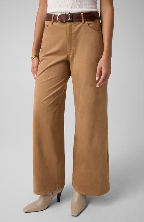 Jennie Faux Suede Wide Leg Pants