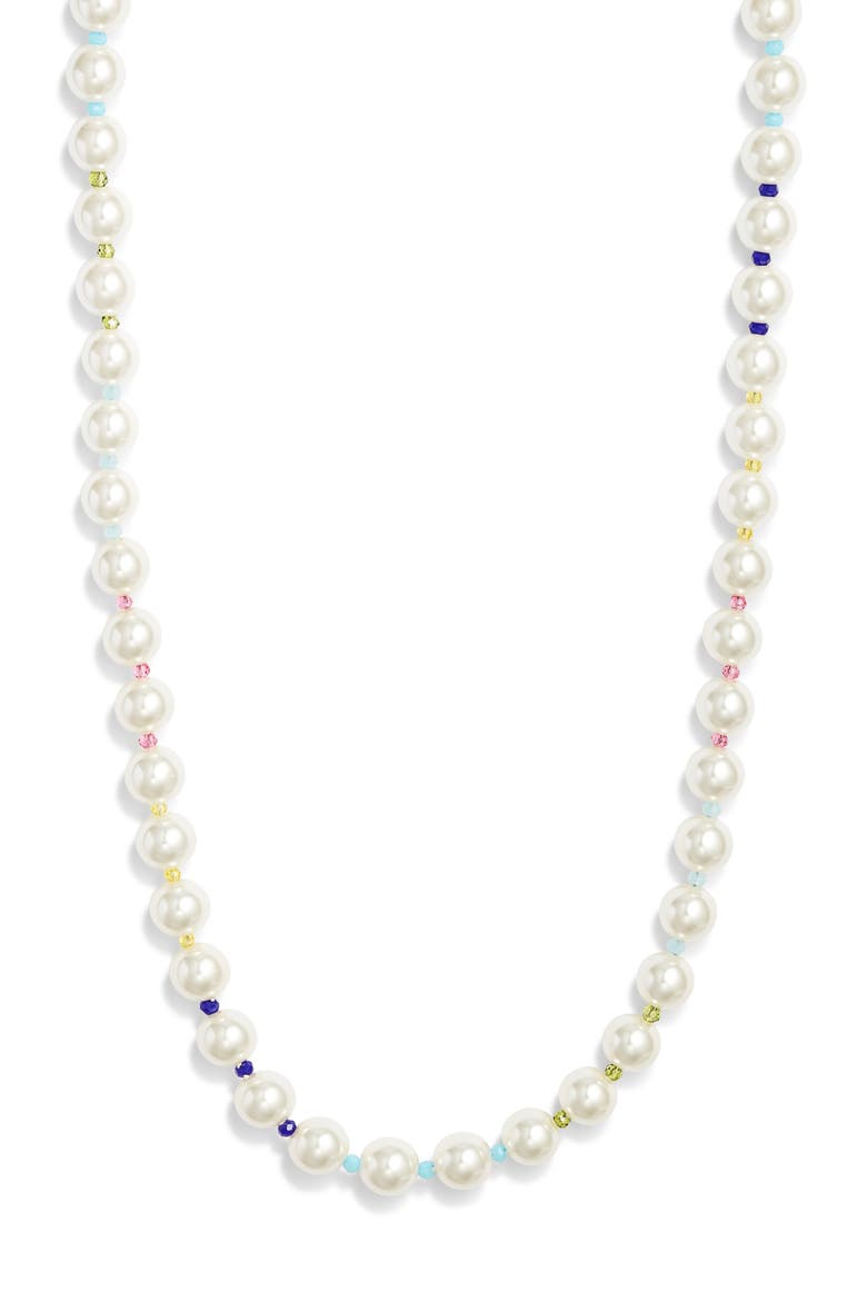 Faux Pearl Necklace, Main, color, WHITE- BRIGHT MULTI- GOLD
