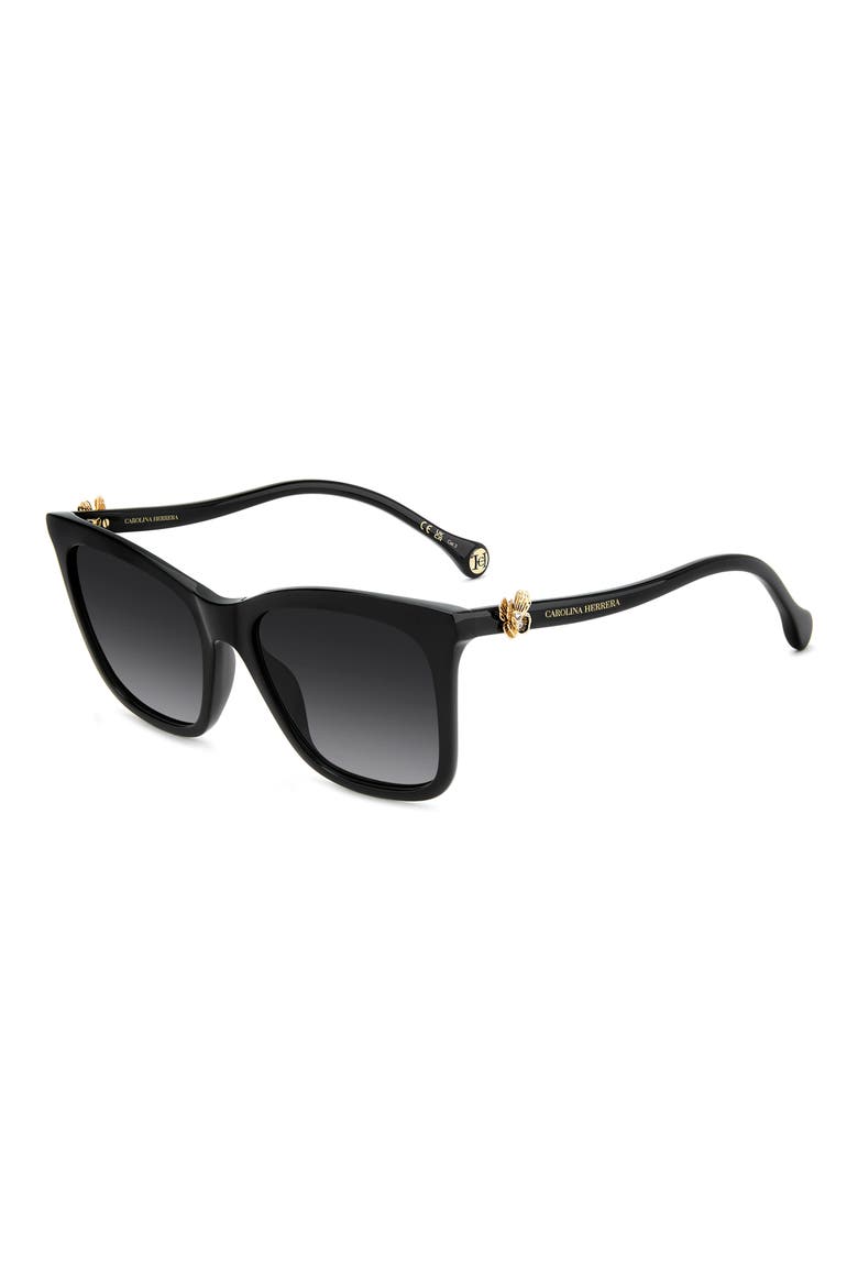 Her 55mm Gradient Rectangular Sunglasses, Alternate, color, BLACK/ DARK GREY SF