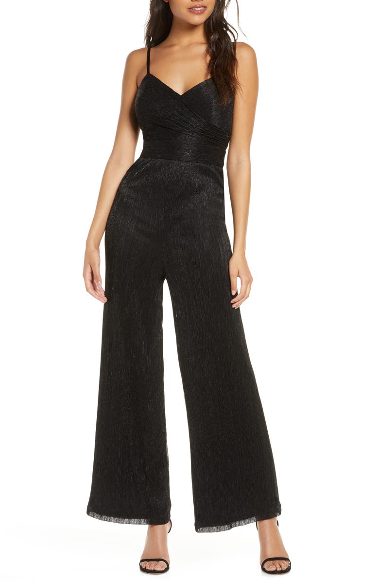 Eliza J Ruched Wide Leg Jumpsuit, Main, color,
