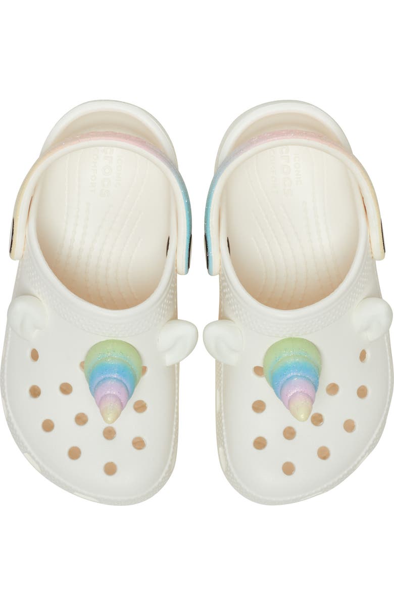 CROCS Classic I Am Rainbow Unicorn Water Friendly Slingback Clog, Alternate, color, Chalk