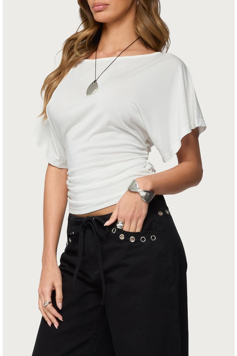 Abriana Ruched Waist Top, Alternate, color, WHITE