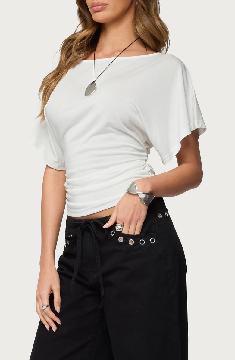 EDIKTED Abriana Ruched Waist Top, Alternate, color, White