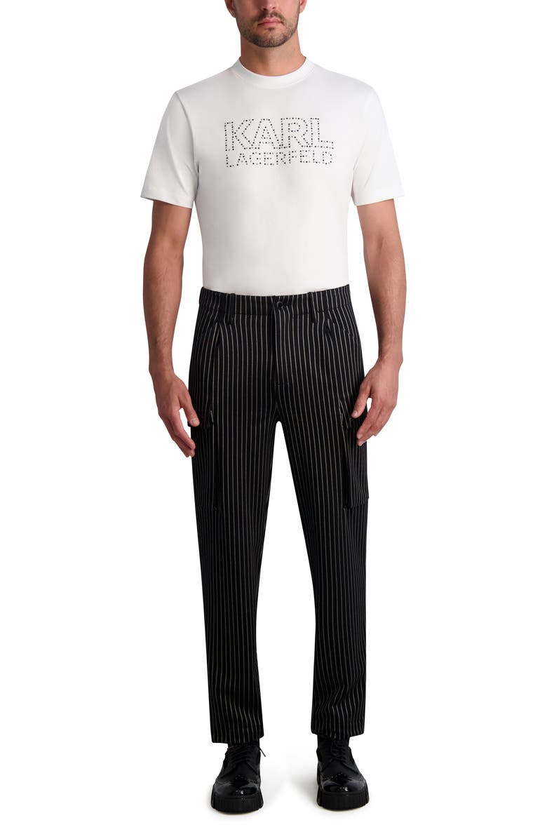 KARL LAGERFELD PARIS Stripe Cargo Pants, Alternate, color, 