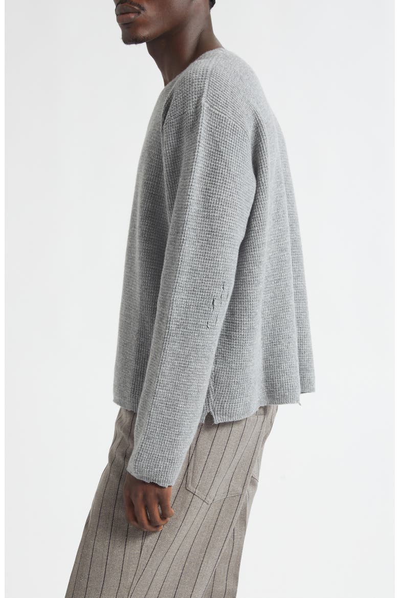 Friends Waffle Sticth Wool & Cashmere Sweater, Alternate, color, DOVE GREY