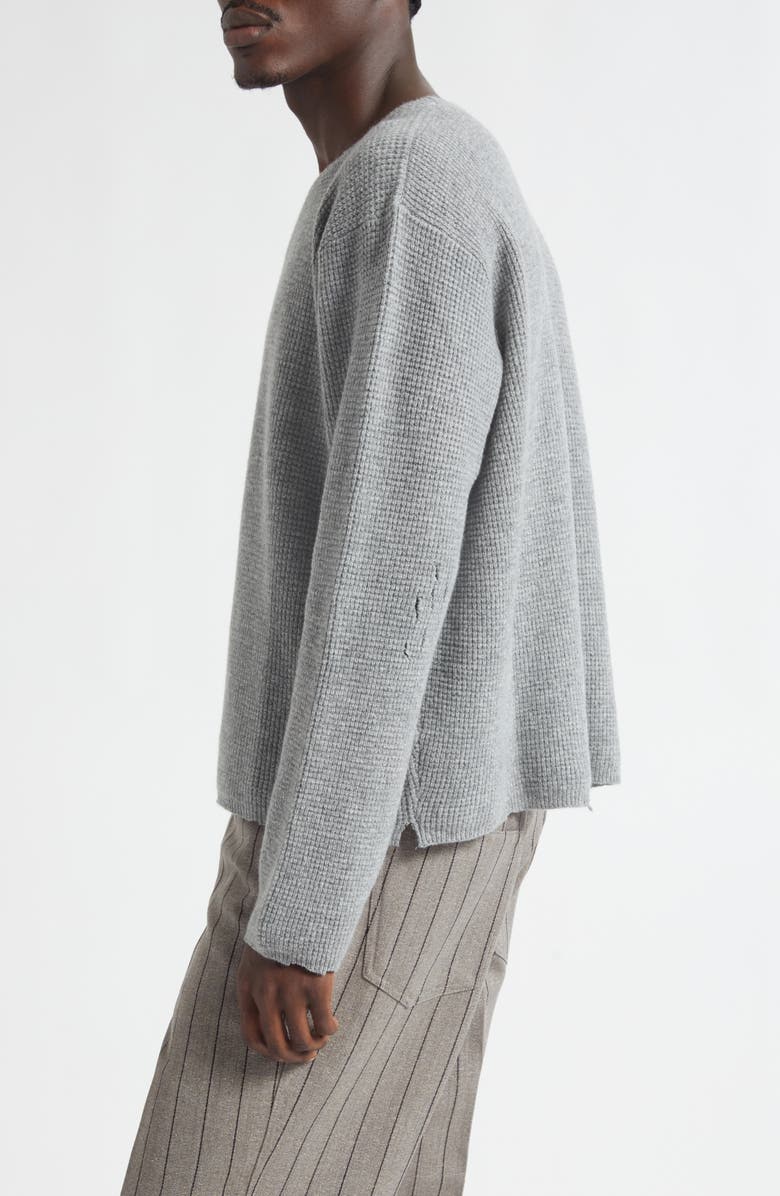 Second Layer Friends Waffle Sticth Wool & Cashmere Sweater, Alternate, color, Dove Grey