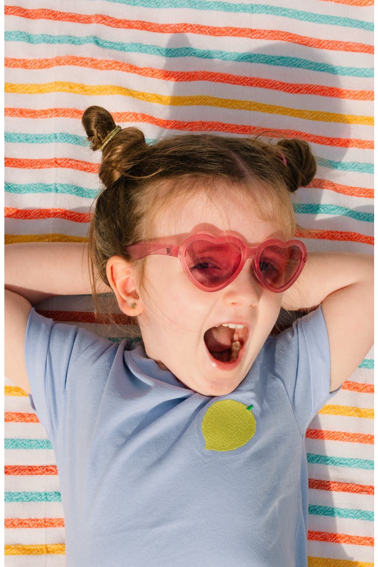 Kids' Mirrored Heart Shaped Sunglasses, Alternate, color, FUCHSIA