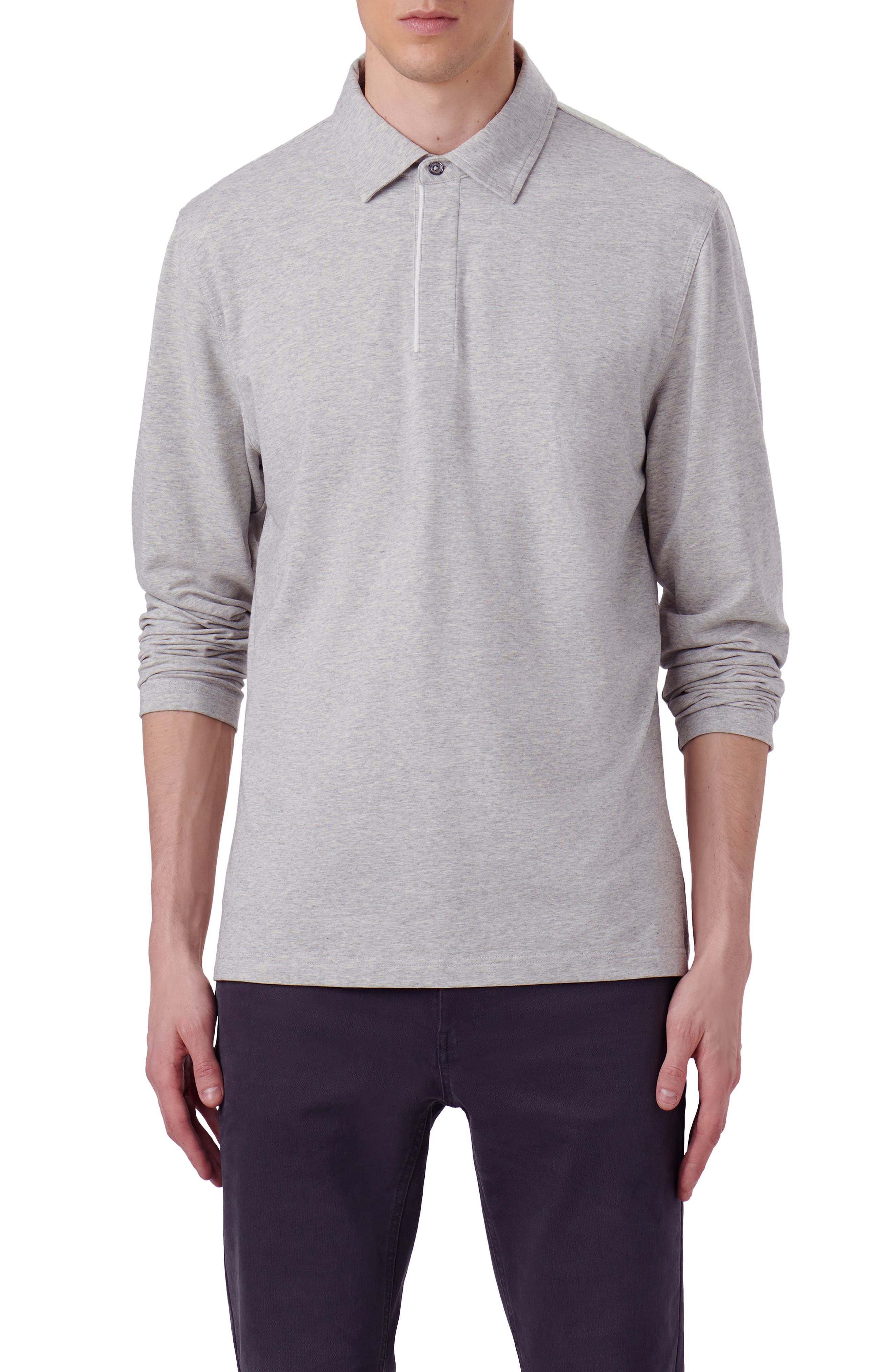 Long Sleeve Stretch Cotton Knit Polo