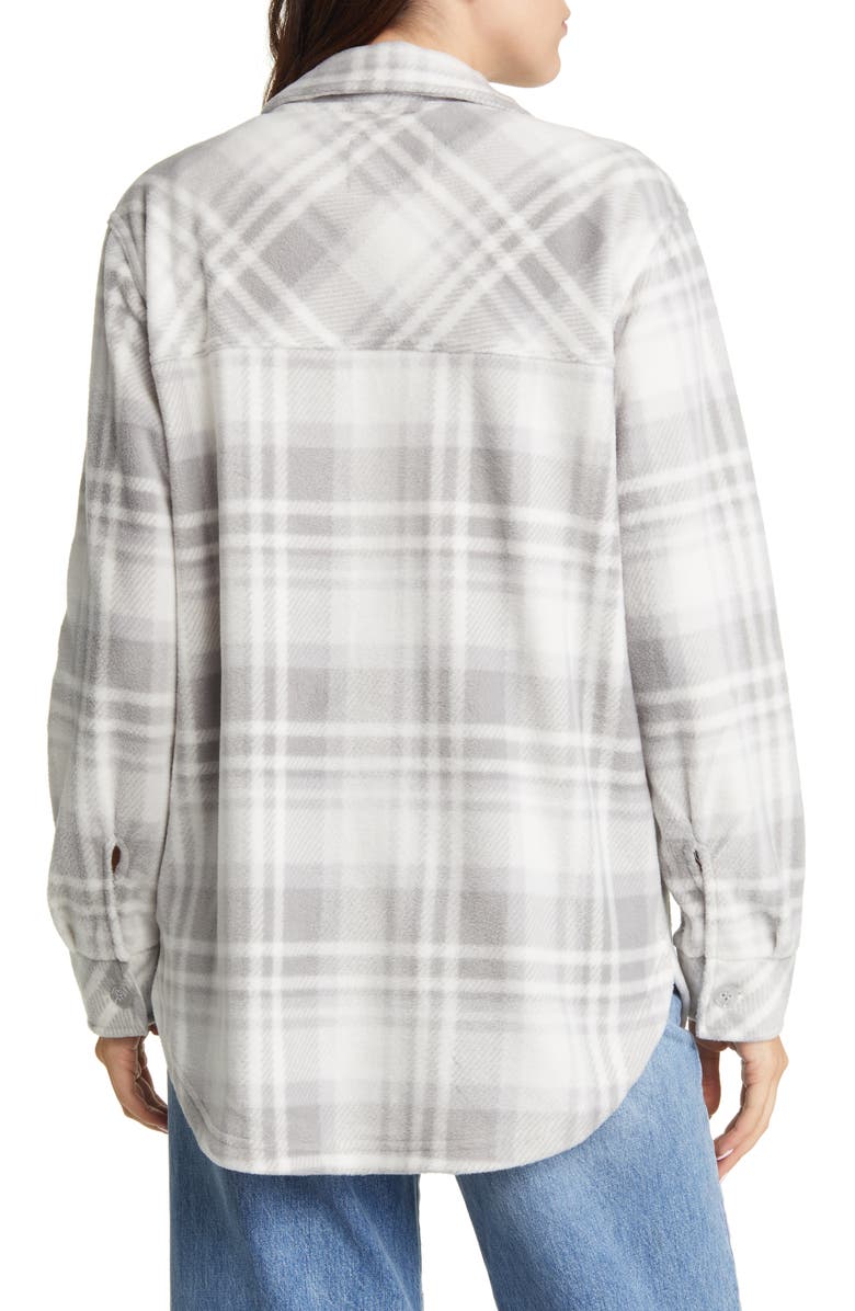 Thread & Supply Plaid Polar Fleece Shacket, Alternate, color, Light Grey White Plaid