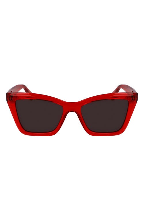 Ferragamo 53mm Rectangualr Sunglasses In Transparent Red