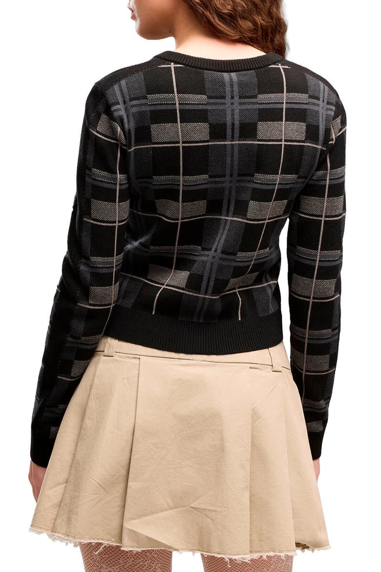 T7 Tartan Cardigan, Alternate, color, PUMA BLACK
