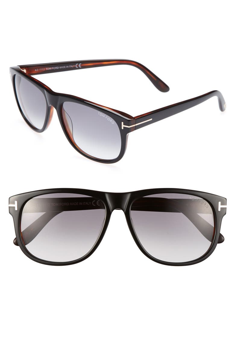 'Olivier' 58mm Sunglasses, Main, color, SHINY BLACK