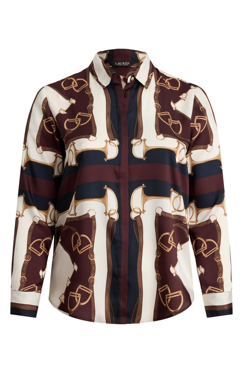 Lauren Ralph Lauren Kristy Twill Button-Up Shirt, Alternate, color, Navy/ Cream Multi