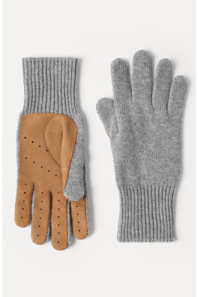 Cashmere and suede gloves, Alternate, color, Light Grey