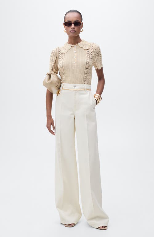Mango High Waist Wide Leg Jeans In Ecru
