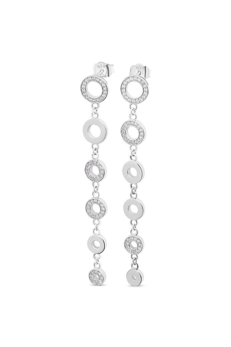 Art Deco Halo Drop Earrings, Main, color, Sterling Silver