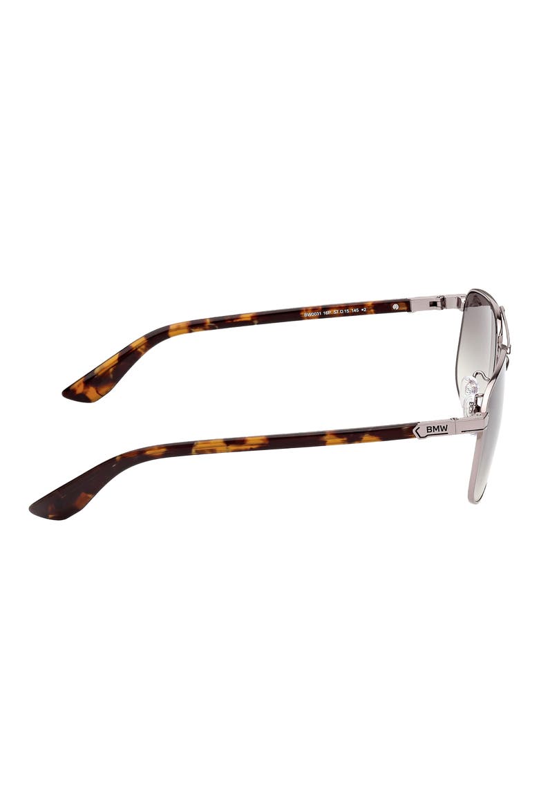 57mm Square Sunglasses, Alternate, color, SHINY PALLADIUM/ GRADIENT GRN