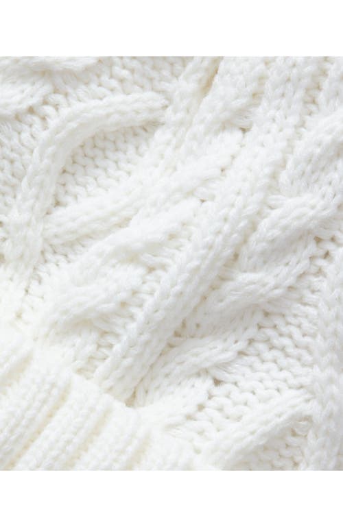 Lands' End Kids Fleece Lined Pom Hat In White