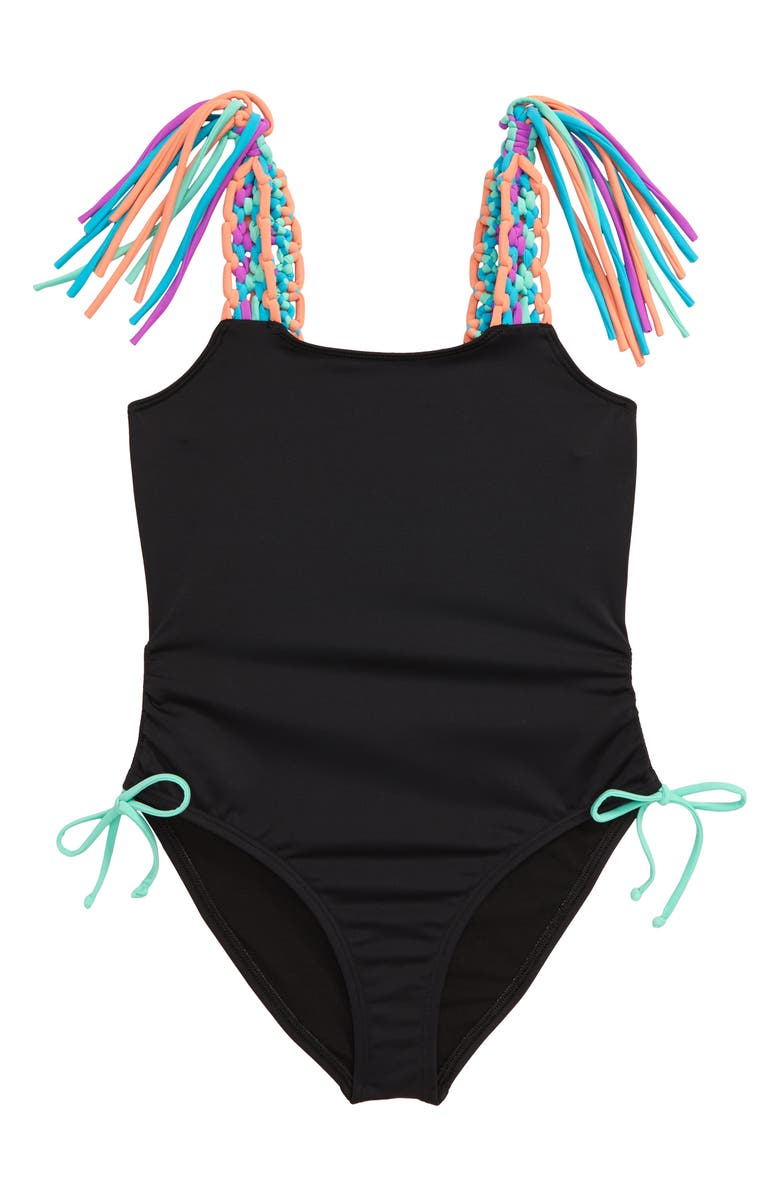 Heart and Harmony Macramé Strap One-Piece Swimsuit, Main, color, 
