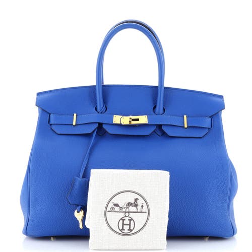 Pre-owned Hermes  Hermes Birkin Handbag Blue Togo With Gold Hardware 35