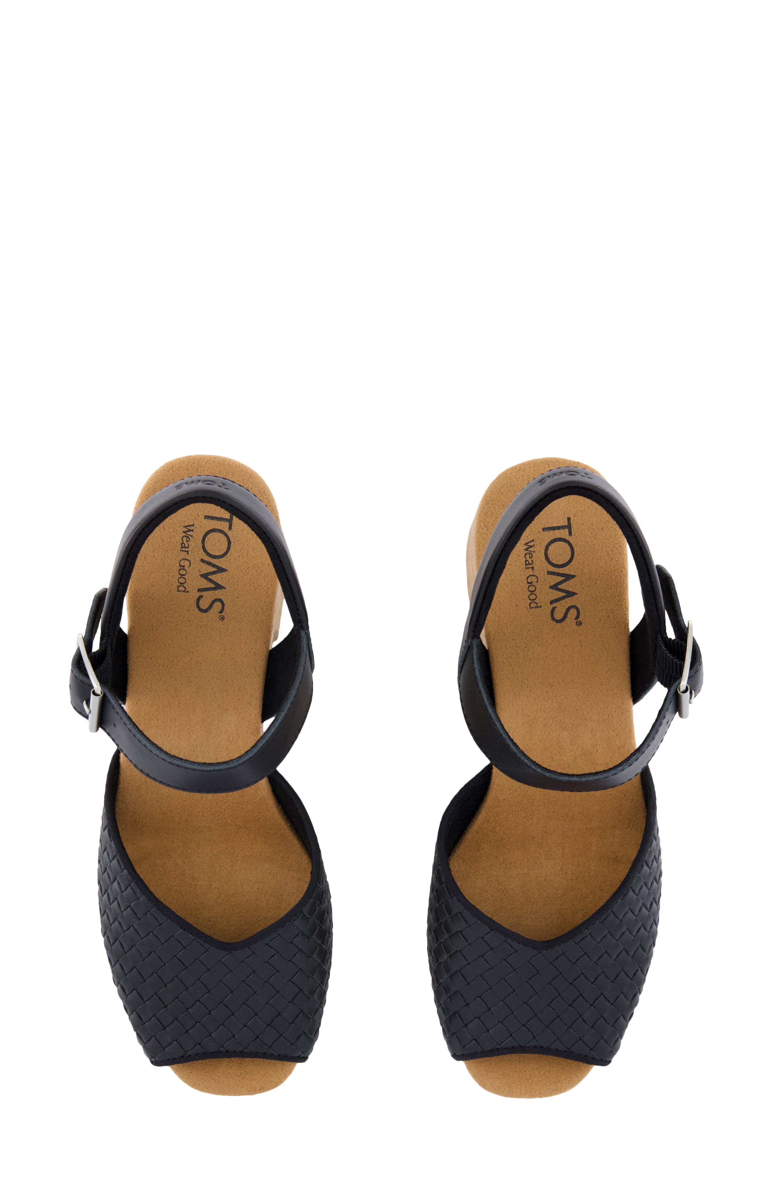 TOMS Isla Peep Toe Sandal, Alternate, color, Black