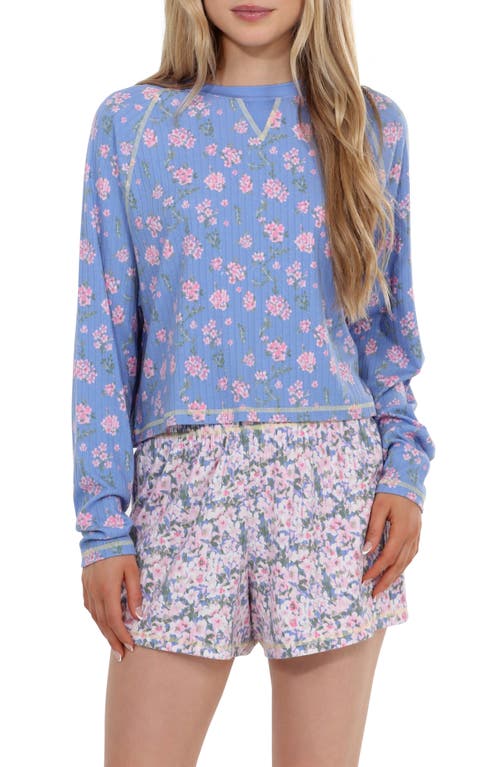 Honeydew Cuddle Crew Floral Rib Short Pajamas In Orion Mix Floral