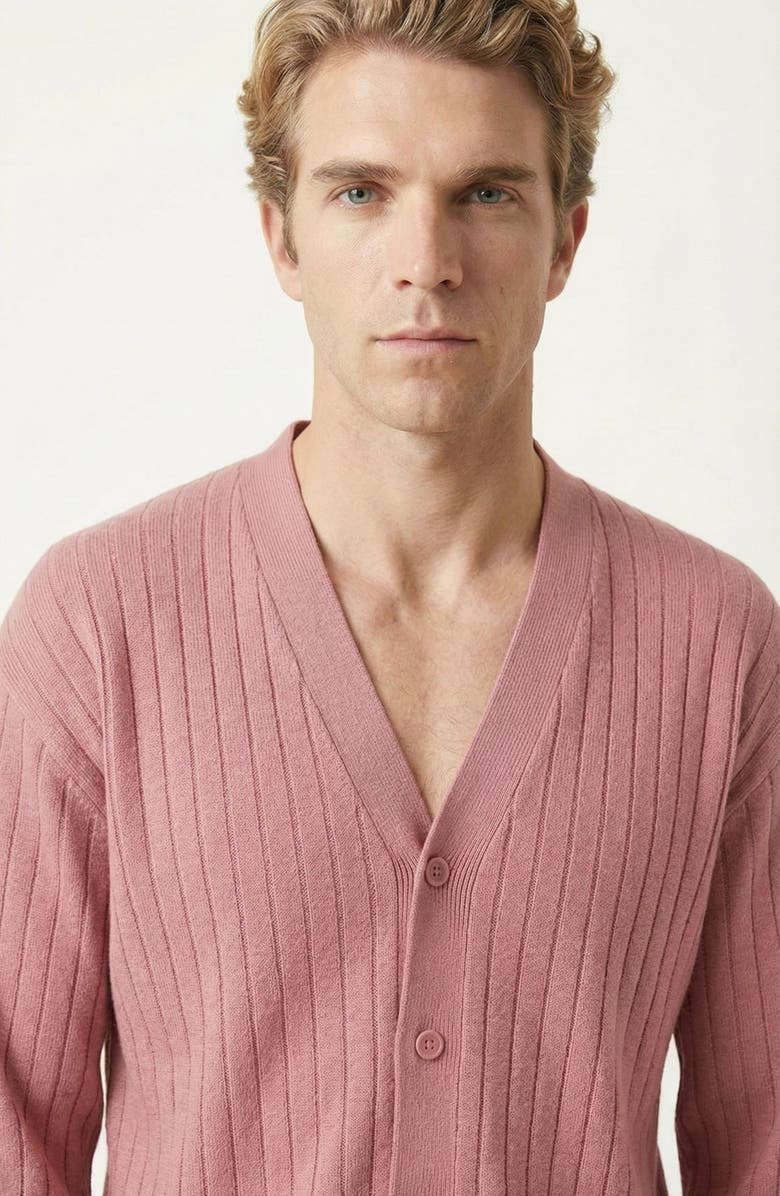 Modenaire Ribbed Knit Cardigan, Alternate, color, Dusty Rose