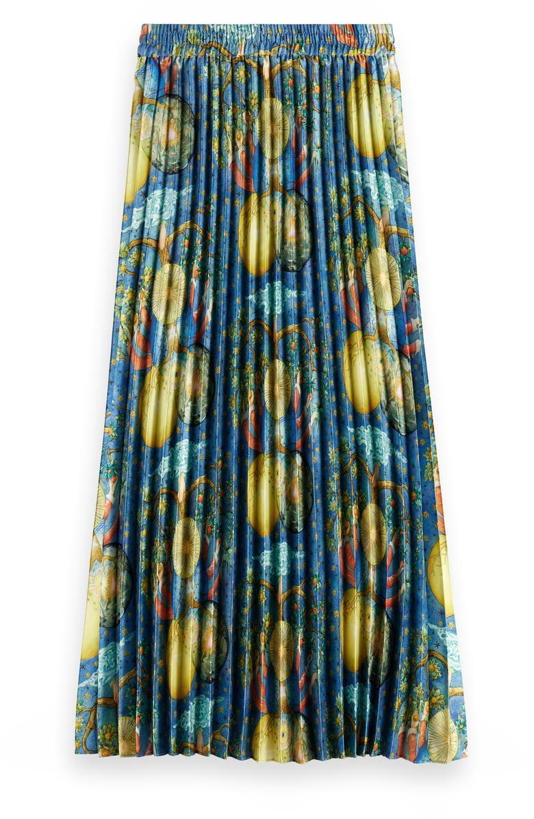 Scotch & Soda Mixed Print Pleated Satin Skirt, Alternate, color, Embassy Tree Aop