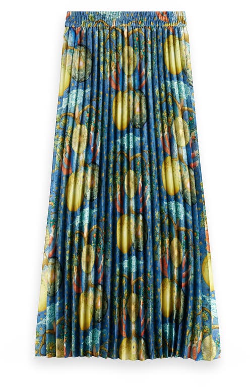 Scotch & Soda Mixed Print Pleated Satin Skirt In Embassy Tree Aop