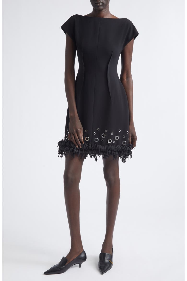 Grazziela Grommet Fringe Hem Minidress, Main, color, BLACK