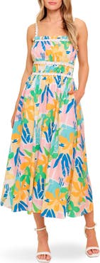 FLYING TOMATO Crochet Strap Fit & Flare Waist