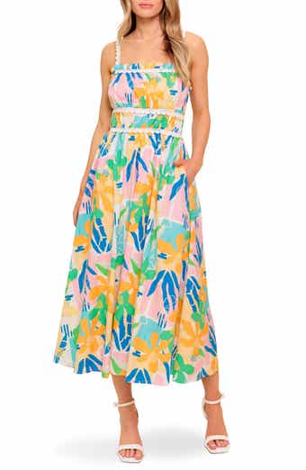 FLYING TOMATO Crochet Strap Fit & Flare Waist