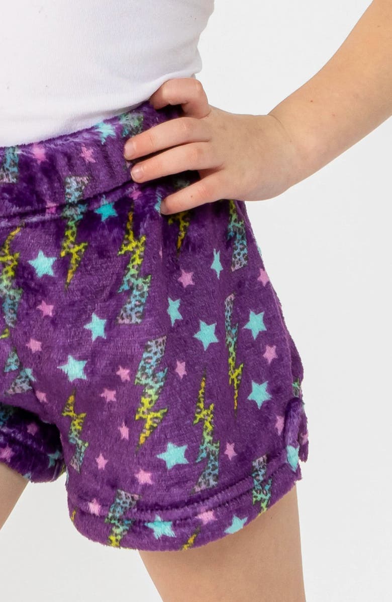 Preppy Goose Purple Flash Plush Lounge Shorts, Alternate, color, Purple